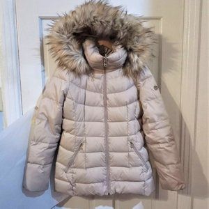Calvin Klein Tan Beige Zip Puffer Hoodie Jacket